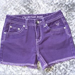 Justice purple jean cut off shorts simply low girls size 10